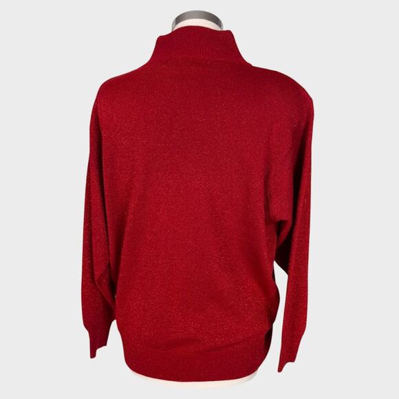 Dressbarn Red Metallic Mock Neck Sweater Large 14/16 Acrylic Polyester - Picture 5 of 7